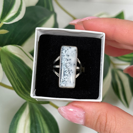 Size 7 dendritic opal ring