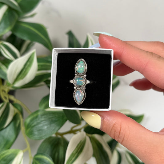 Triple Ethiopian opal ring (sizes 5, 11, 12)