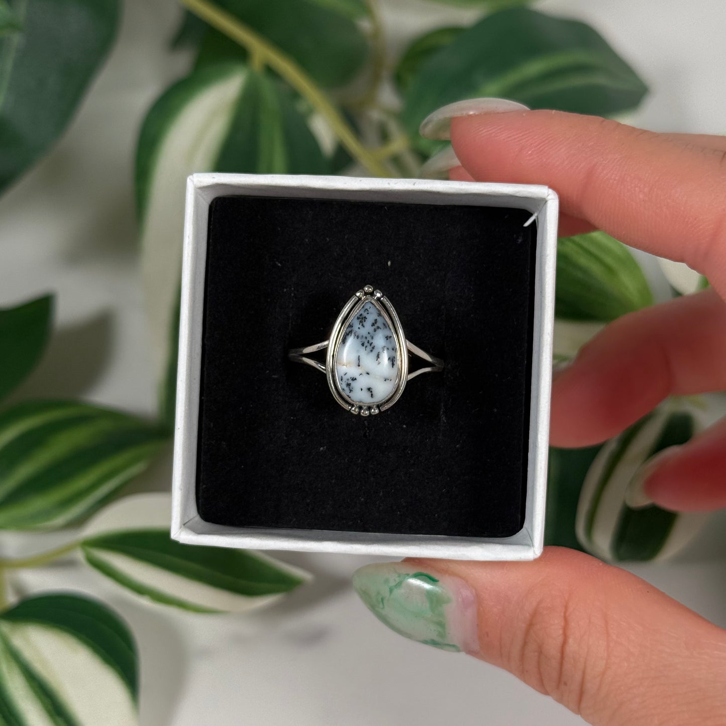 Size 11 dendritic opal ring