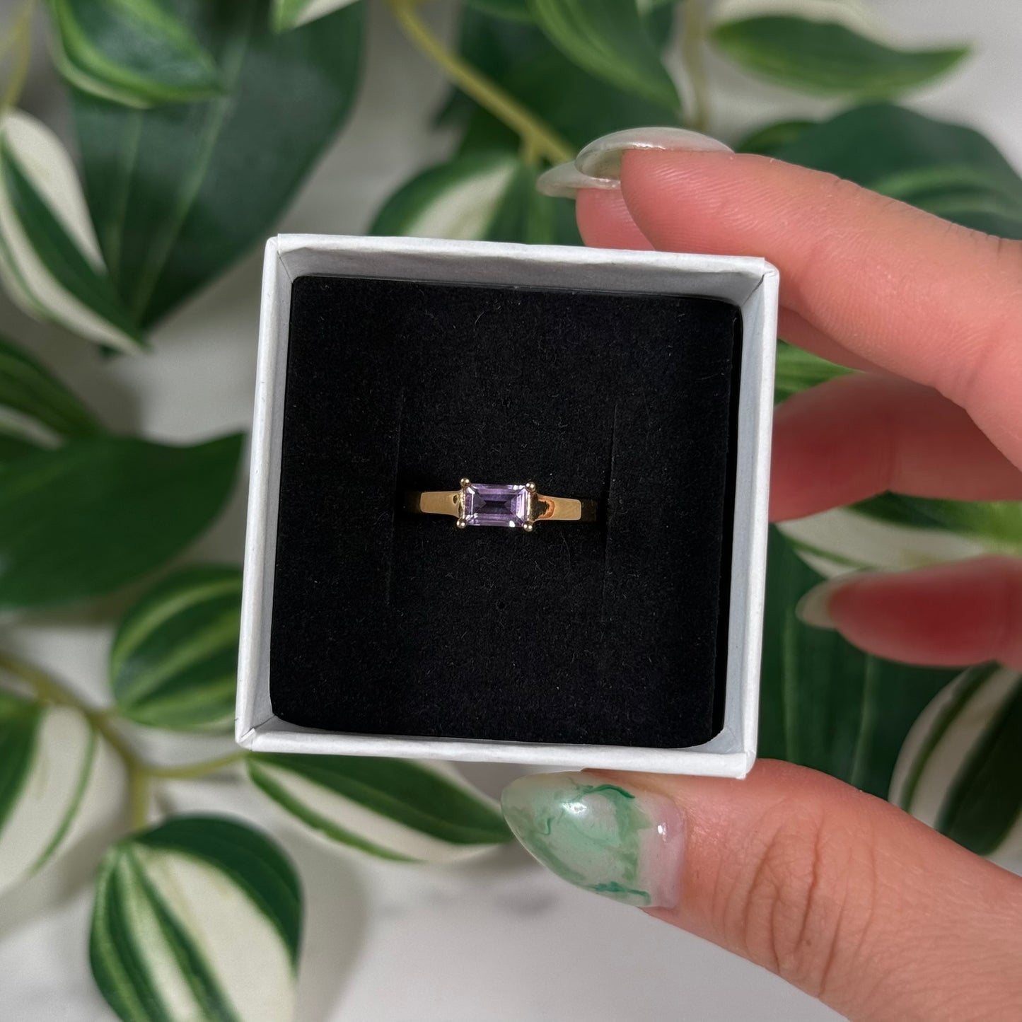 Size 7 gold plated amethyst ring