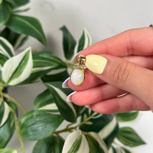 Gold plated Ethiopian opal pendant