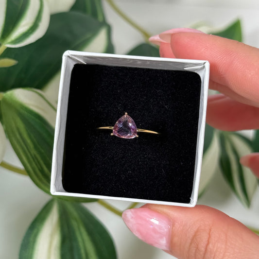 Size 9 gold plated rainbow fluorite ring