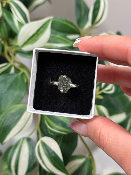 Size 7 moldavite ring