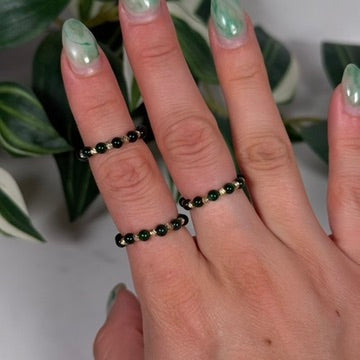 Jade with gold stretchy ring