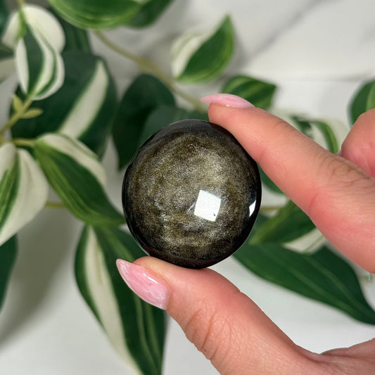Gold sheen obsidian “cookie”