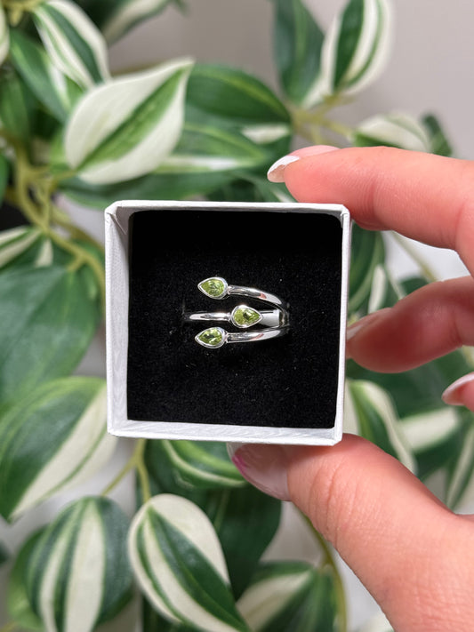 Size 8 triple peridot ring