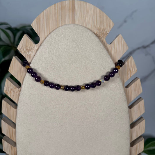 Amethyst x Ethiopian opal necklace gold clasp