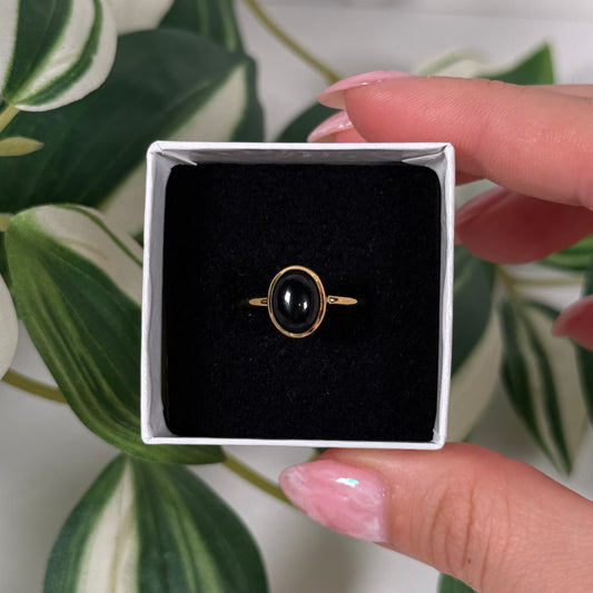 Size 7 gold plated black onyx ring