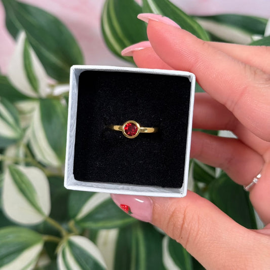 Size 5 gold plated garnet ring
