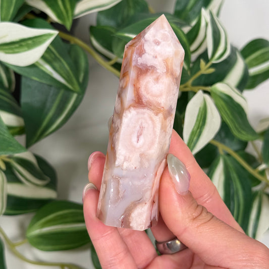 Carnelian x flower agate tower 12