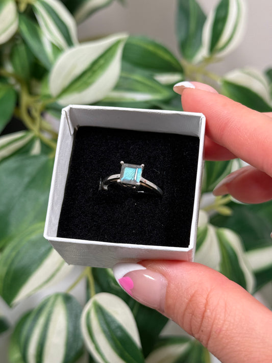 Labradorite square ring (sizes 6, 8, 9)