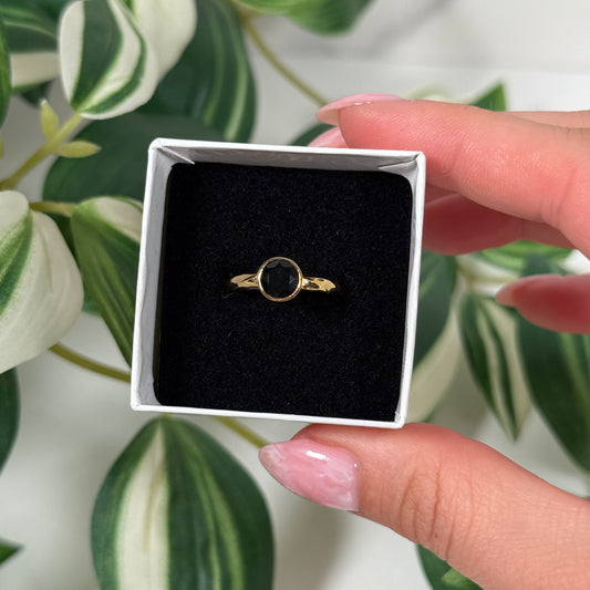 Size 5 gold plated black onyx ring
