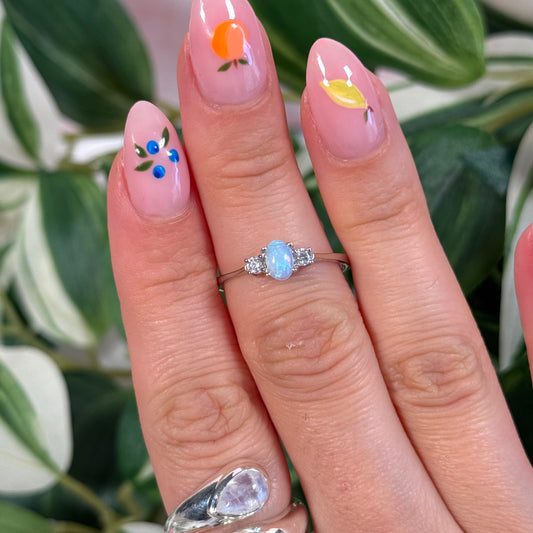 Size 9 Ethiopian opal/cubic zirconia ring D