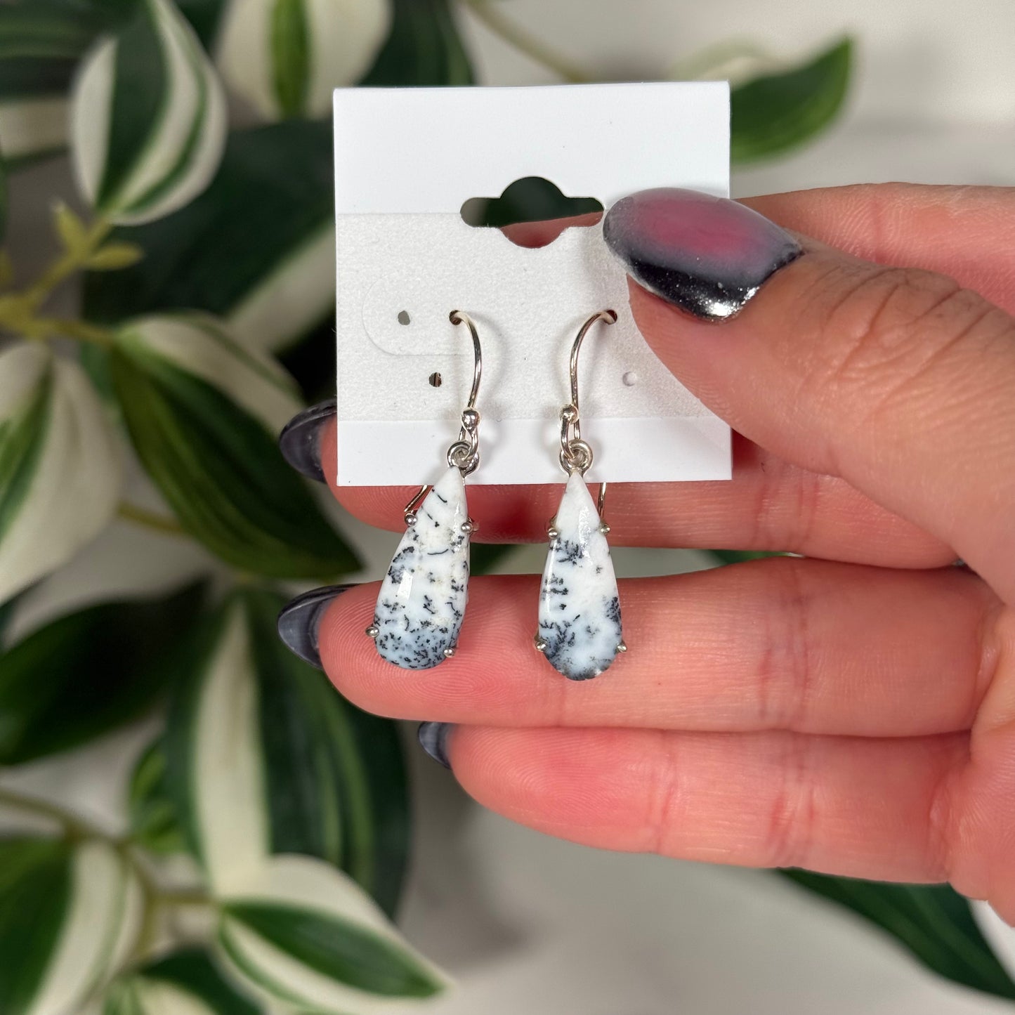 Dendritic opal dangle earrings
