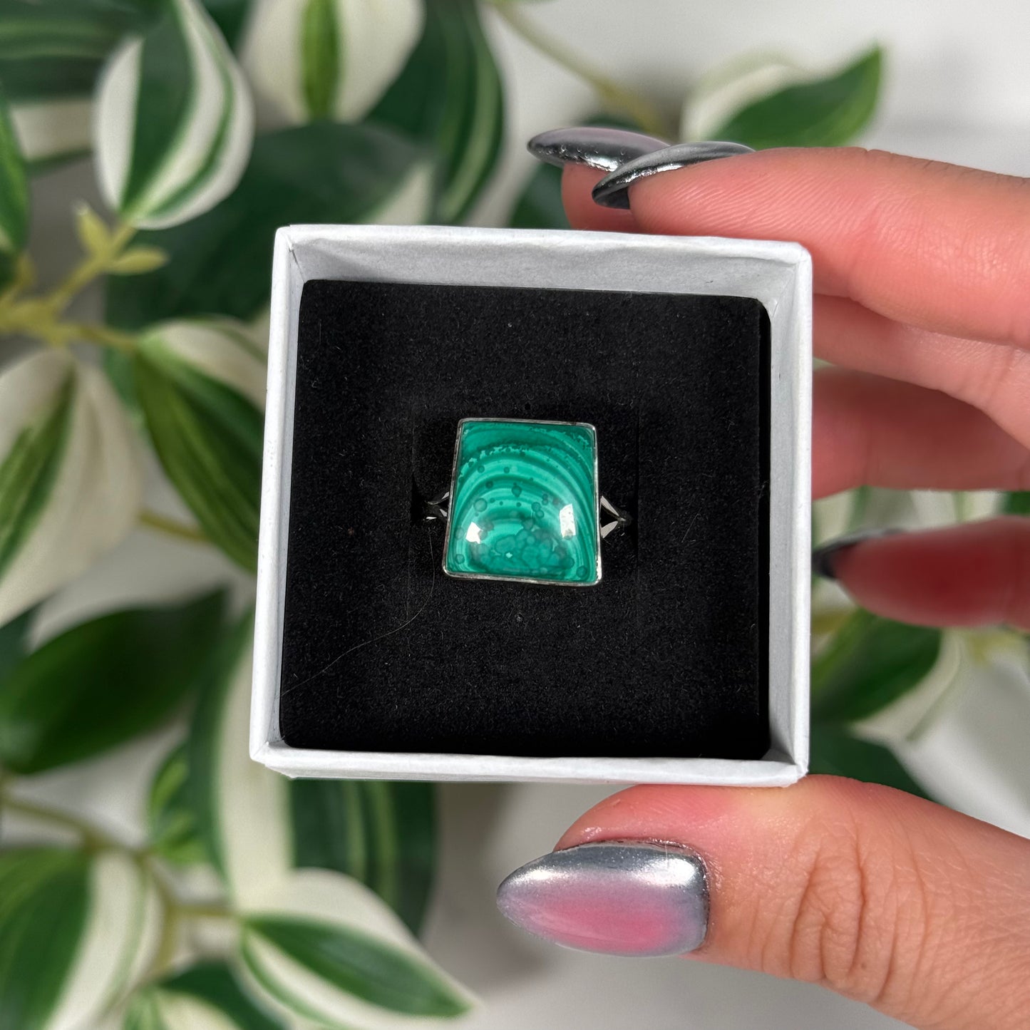 Size 9 malachite ring