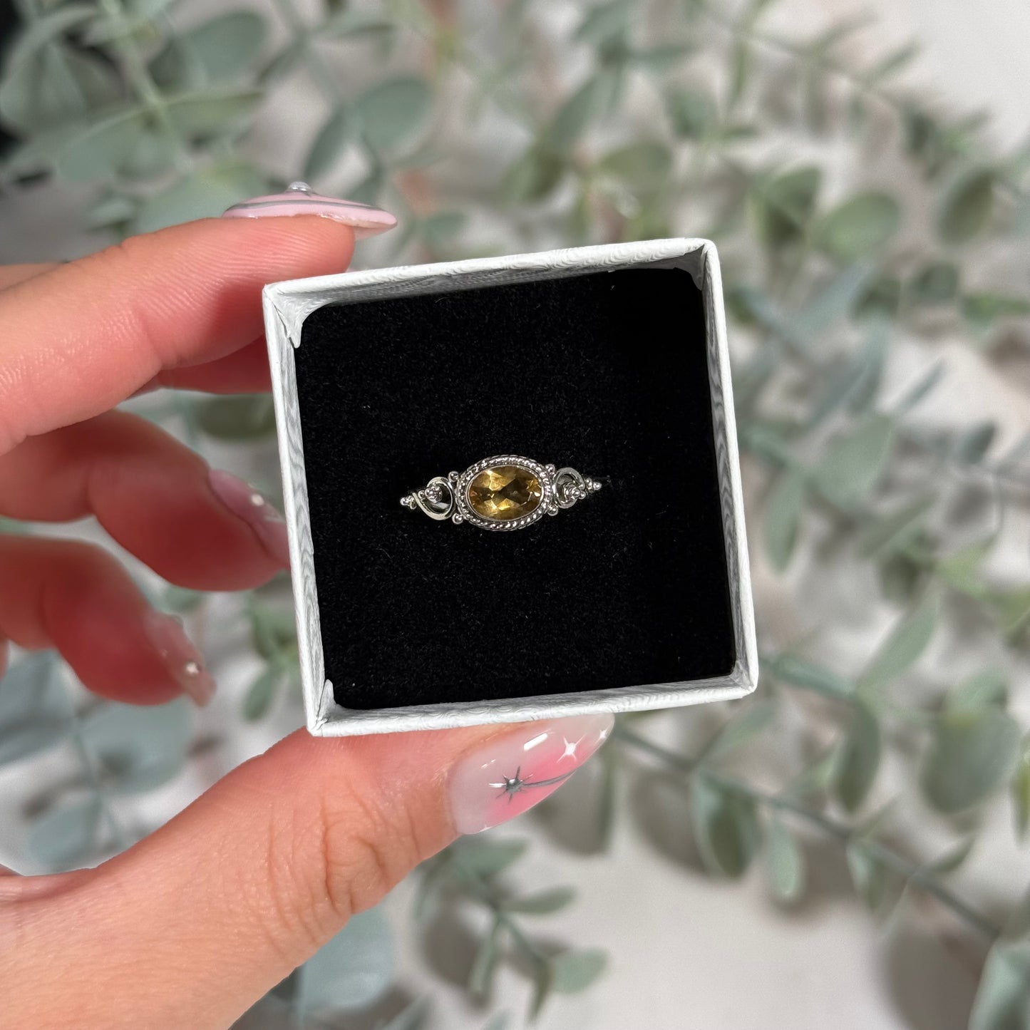 Citrine sideways oval ring (size 6 & 9)