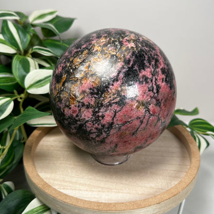 Large rhodonite sphere