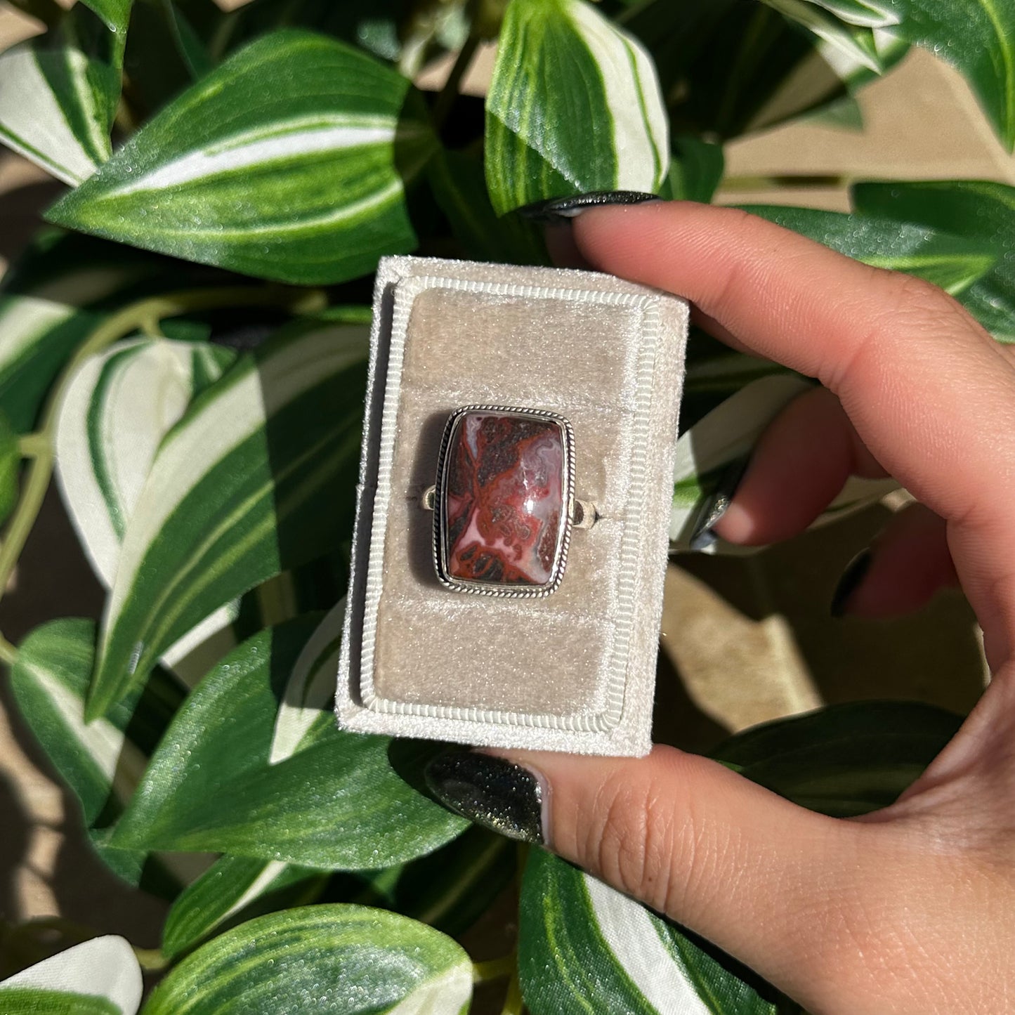 Size 10 crazy lace agate ring