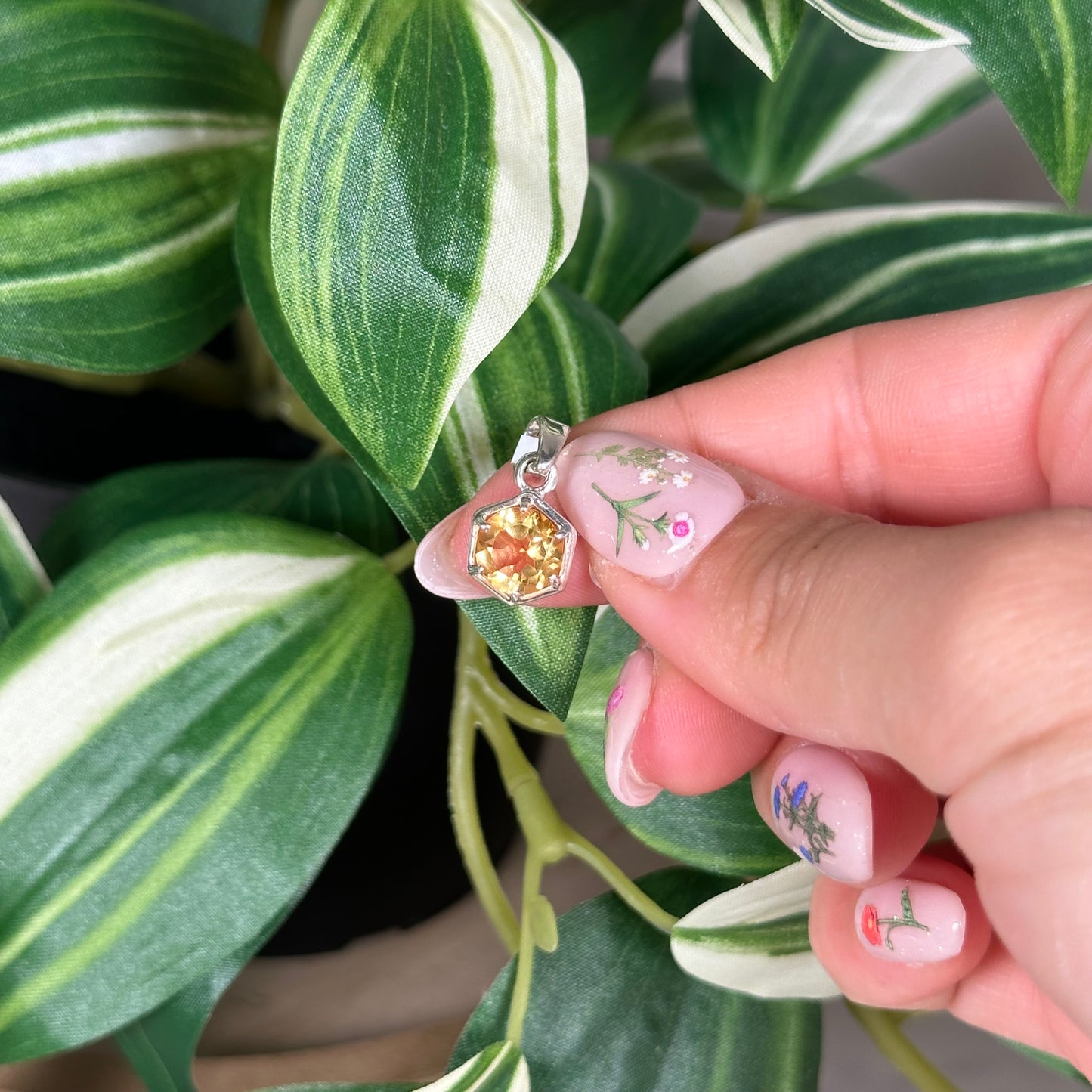 Citrine hexagon pendant