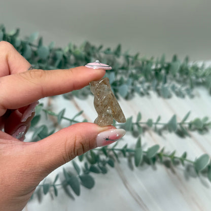 Rutile in quartz owl