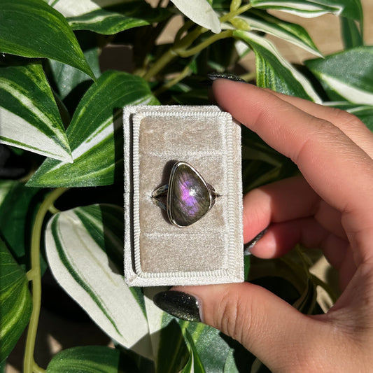 Size 9 pink labradorite ring