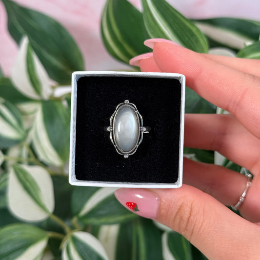 Size 6 gray moonstone ring
