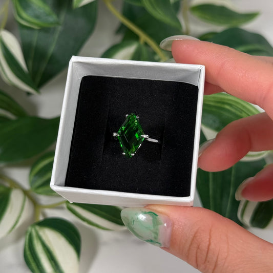 Size 7.5 Helenite with cubic zirconia ring