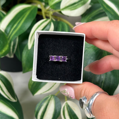 Amethyst triple square ring (size 7&9)