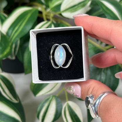 Moonstone cage ring (size 6, 7, 9)