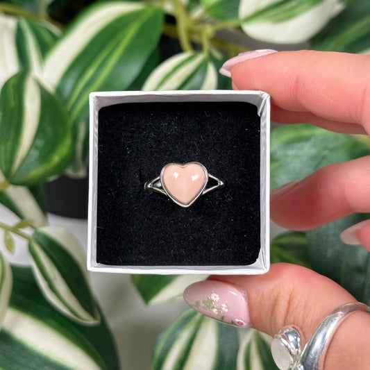 Pink opal heart ring (size 8, 9, 10)