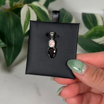 Madagascar moonstone x rhodolite garnet pendant