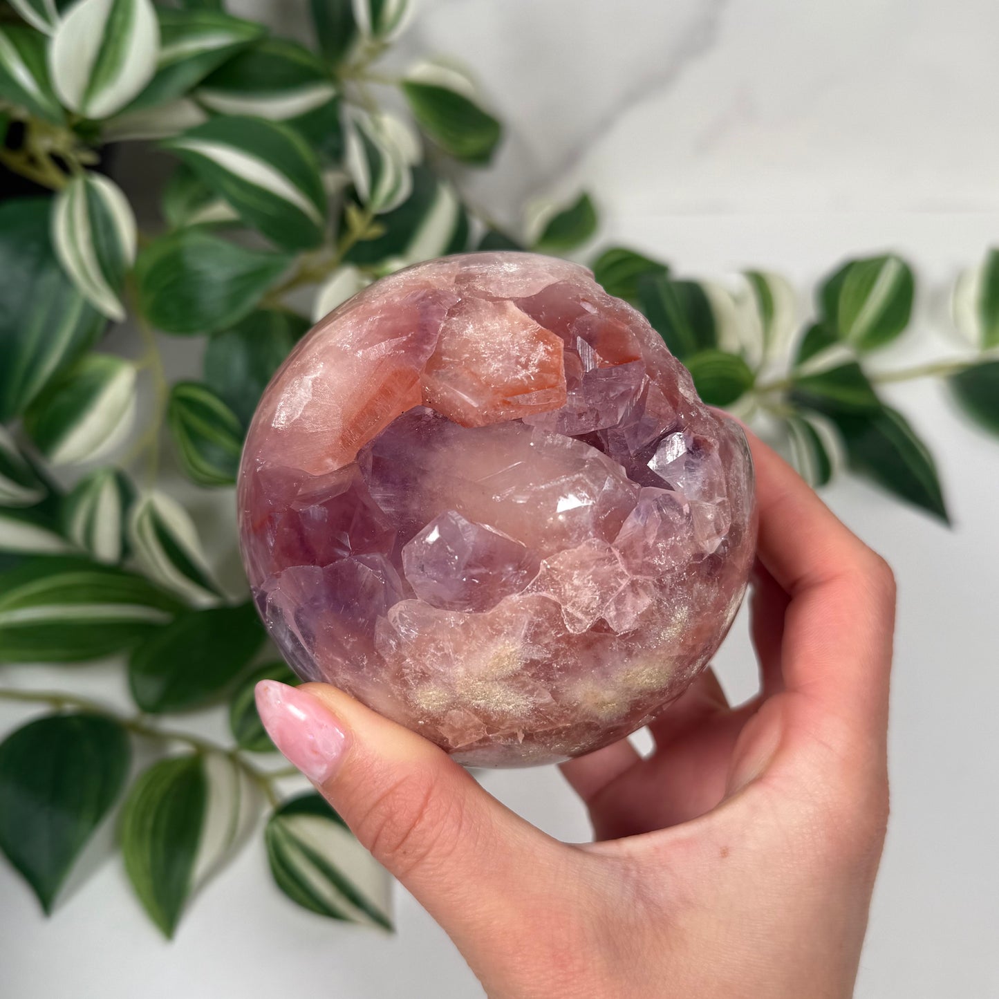 Pink amethyst x amethyst sphere 322