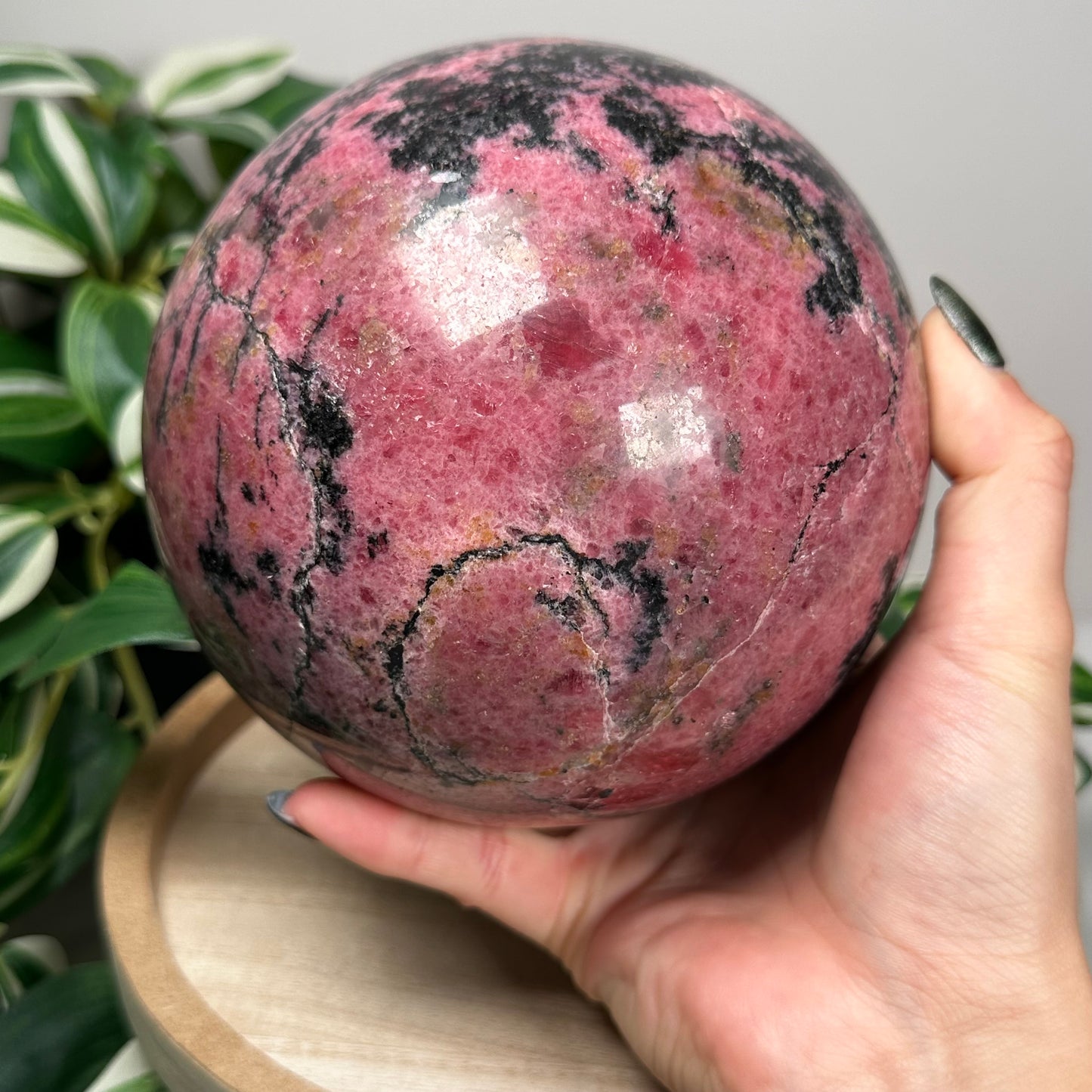 Large rhodonite sphere