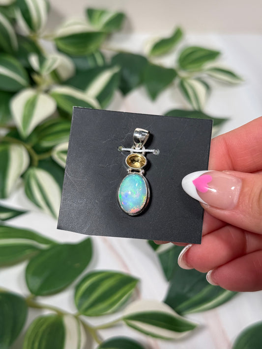 Ethiopian opal/citrine pendant