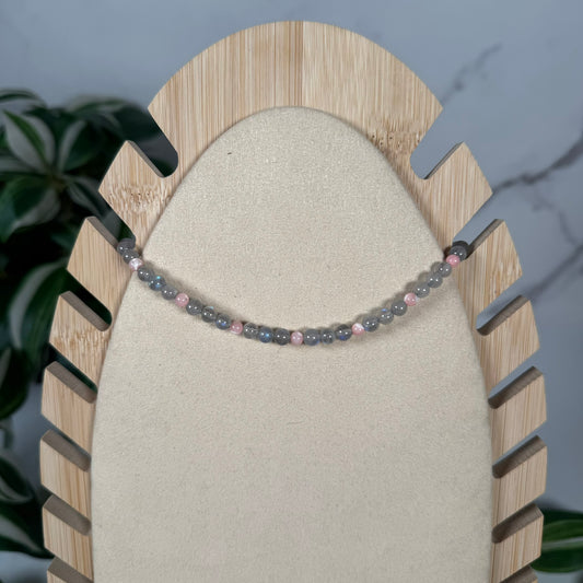 Labradorite x pink mother of pearl necklace