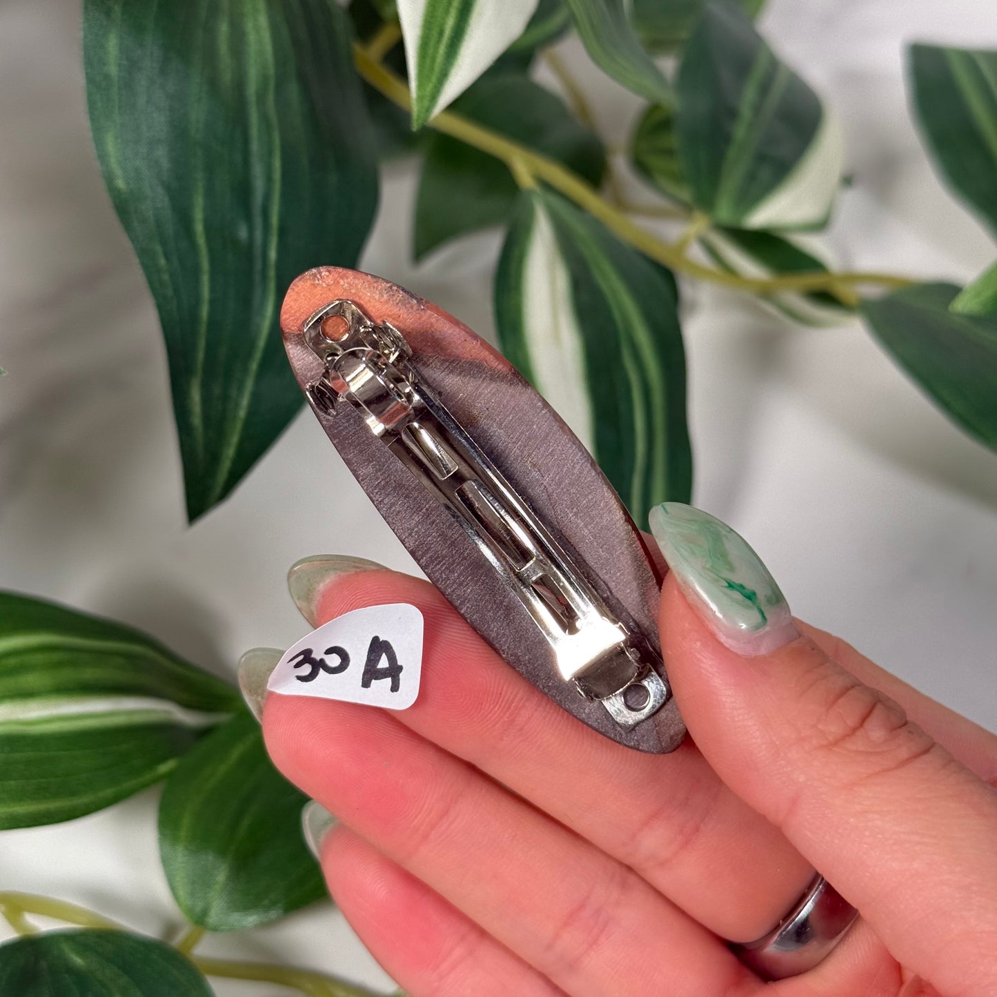 Polychrome jasper hair clip A