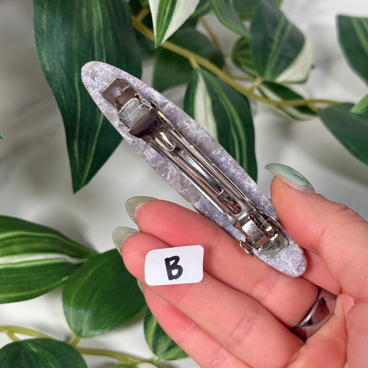 Lepidolite hair clip B