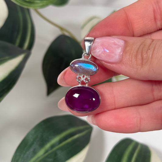 Labradorite x amethyst pendant