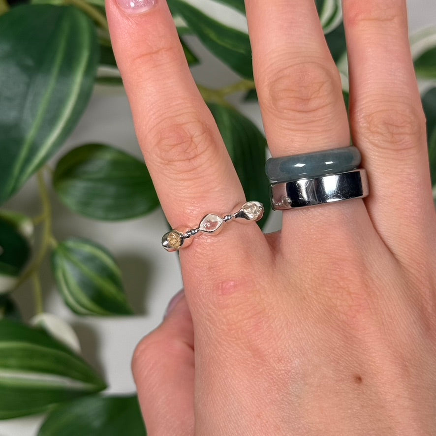 Size 8 Herkimer diamond band ring