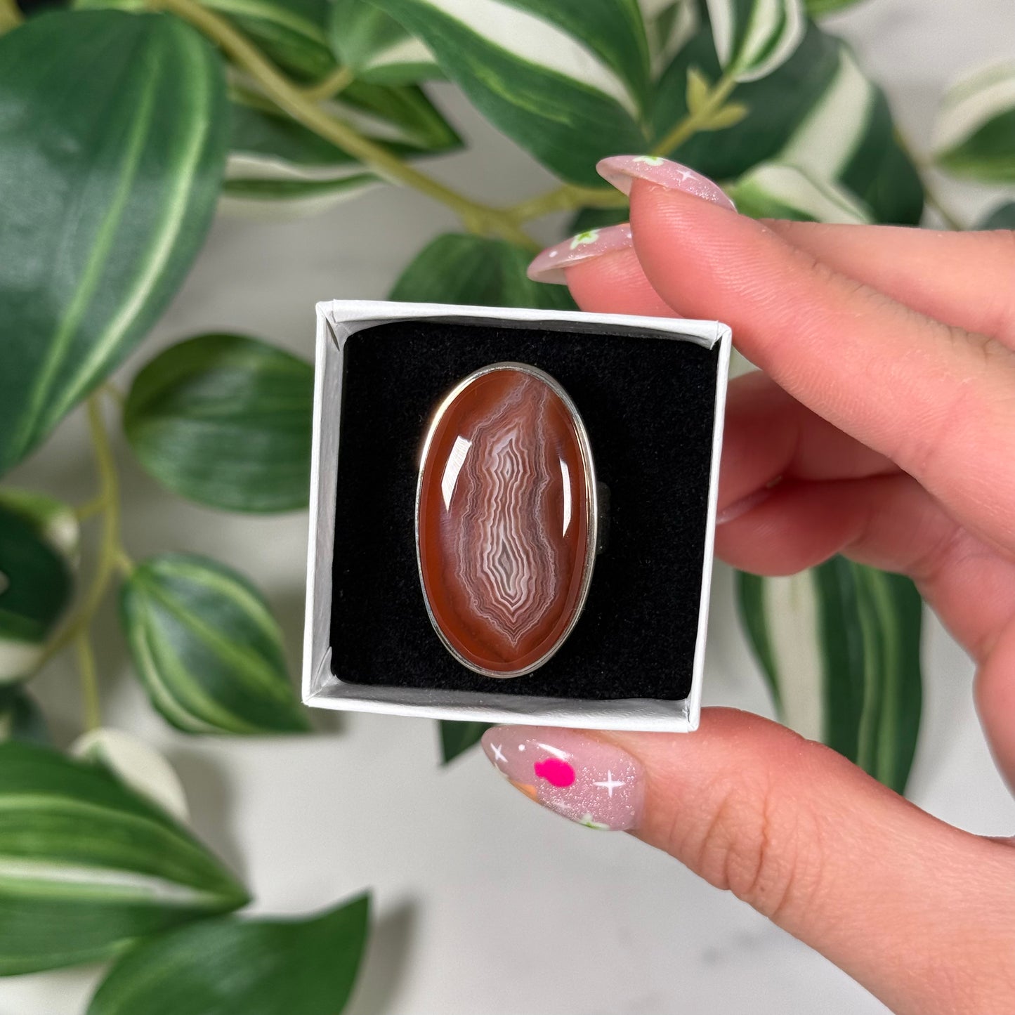 Size 9 Botswana agate ring