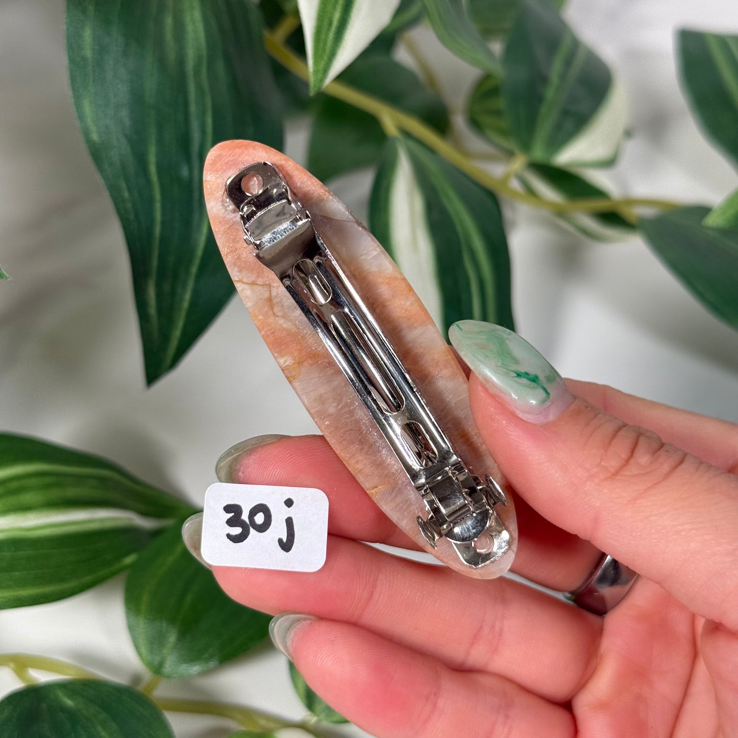 Peach moonstone hair clip i