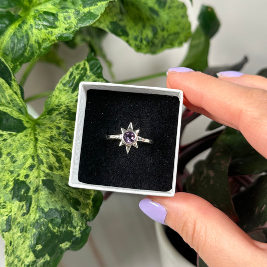 Size 8 amethyst sun ring