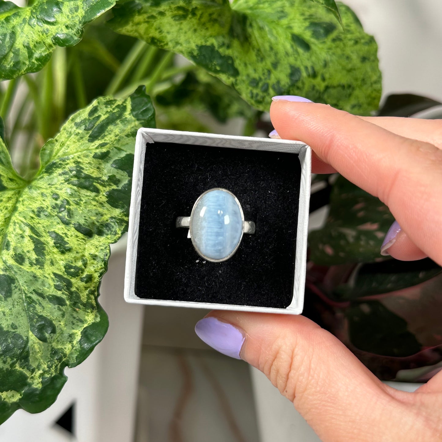 Adjustable blue opal ring