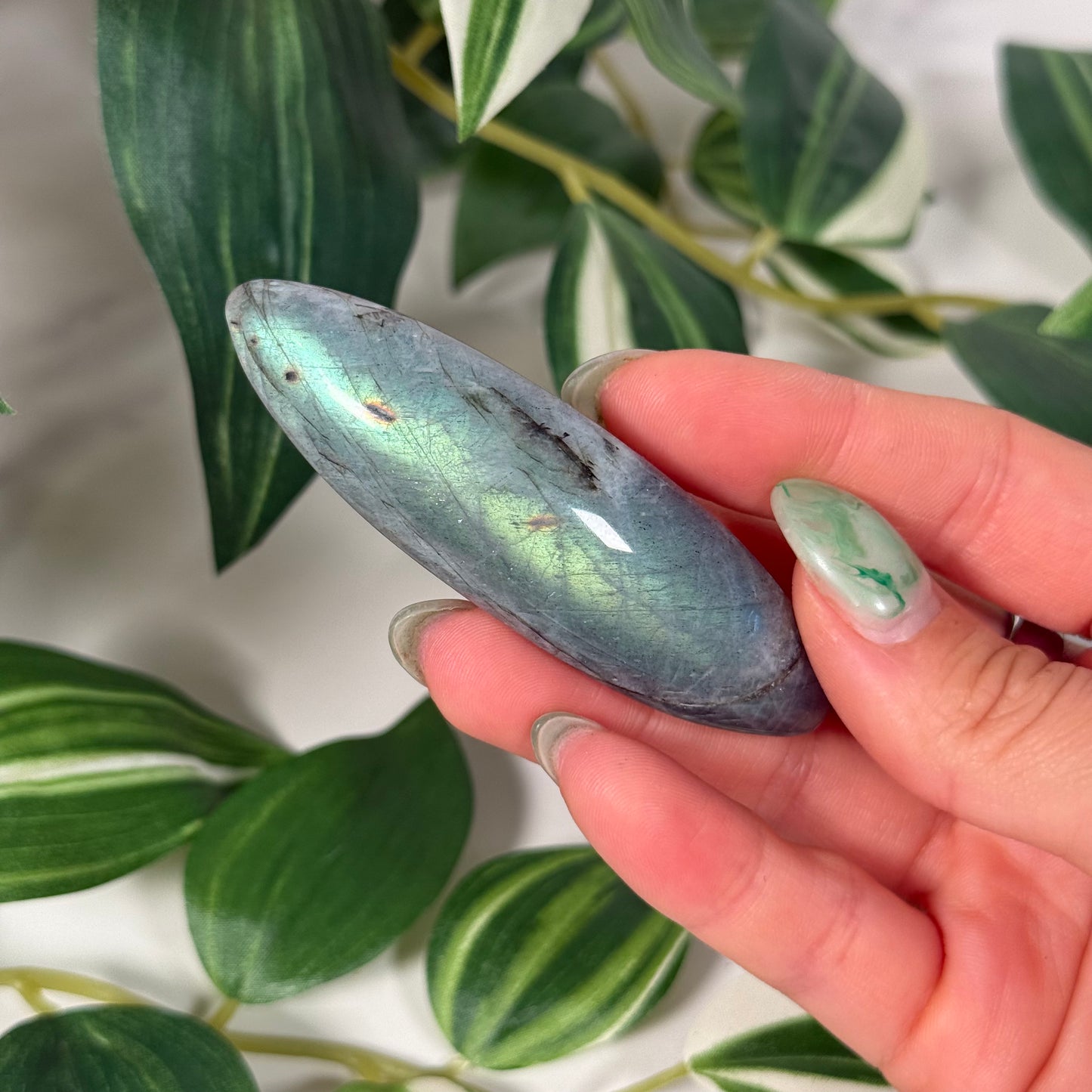 Green labradorite hair clip B