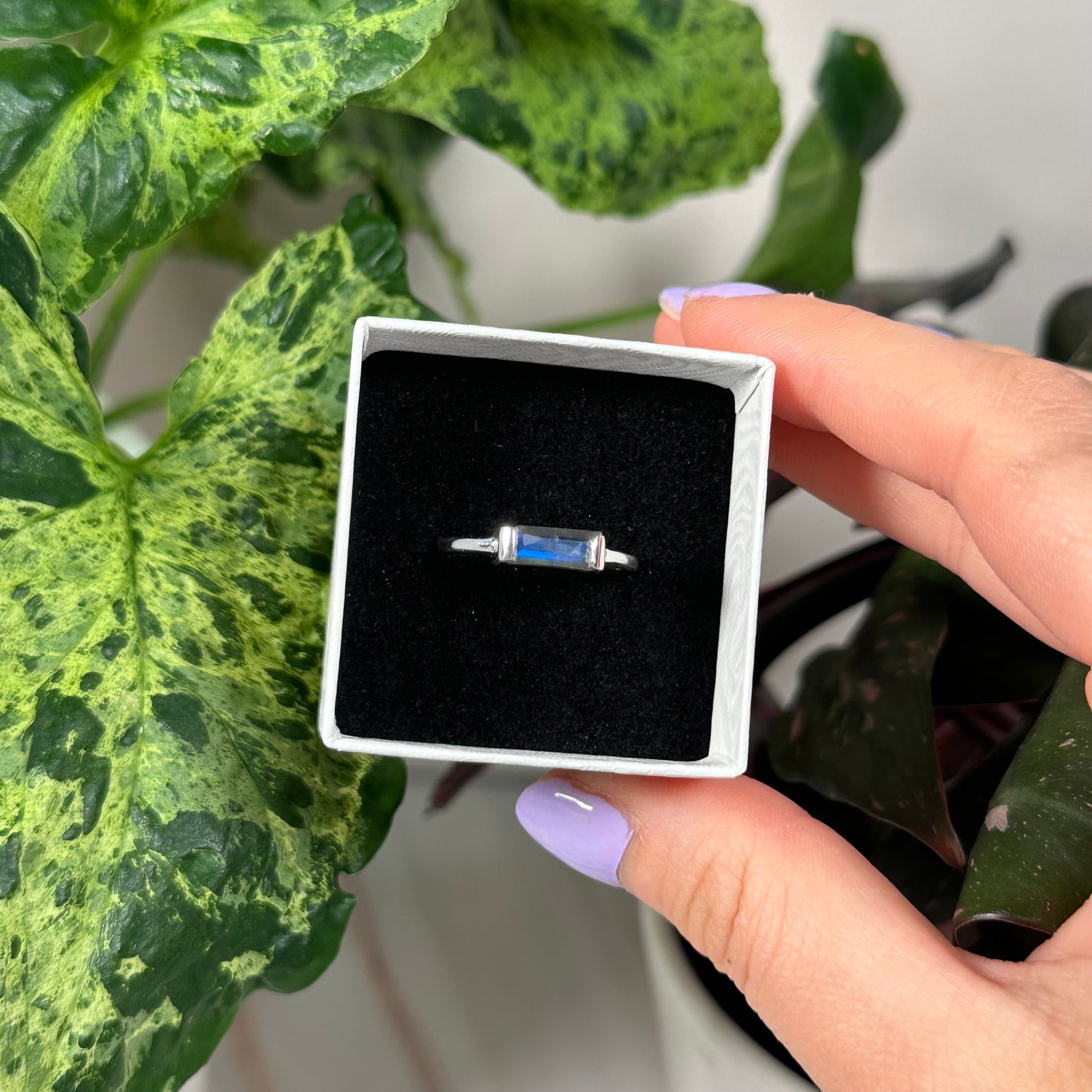 Labradorite bar ring - pick your size