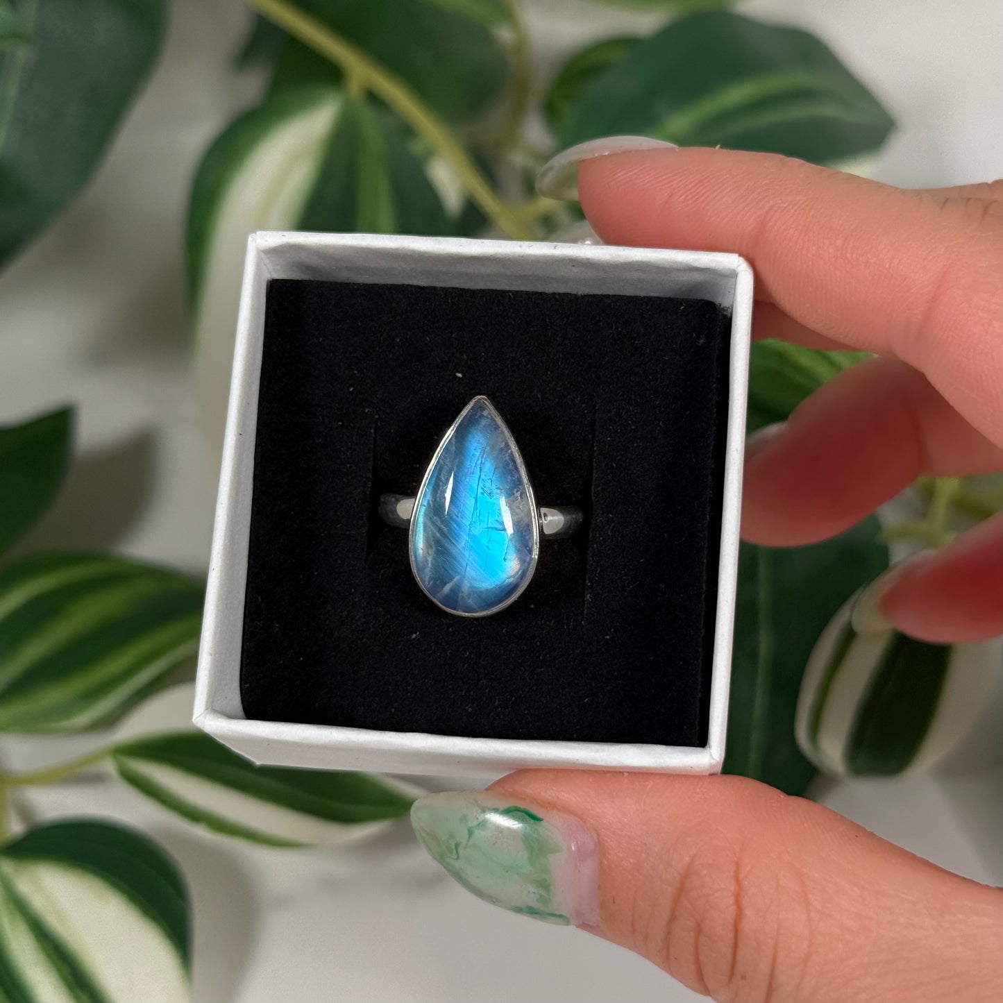 Size 10 rainbow moonstone ring