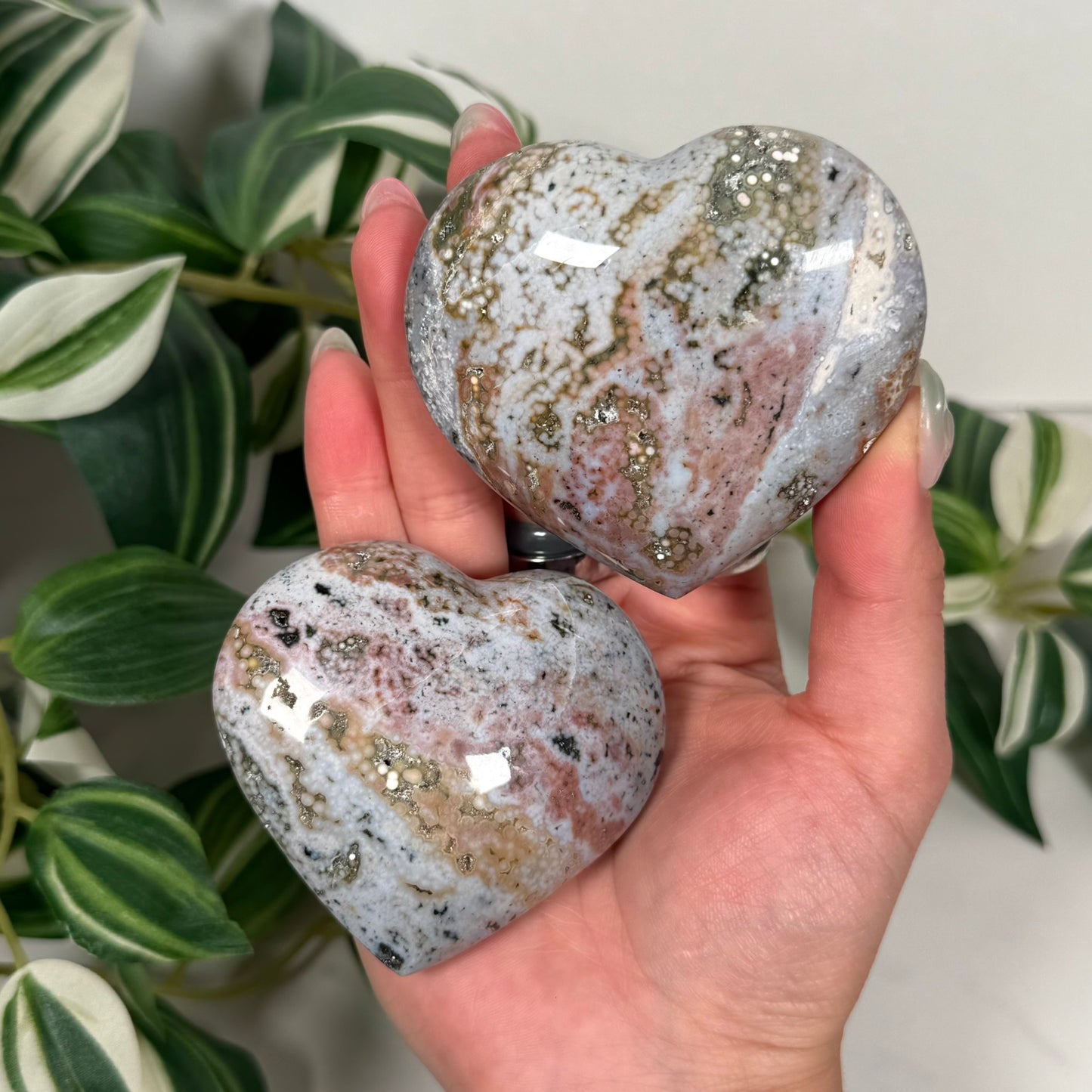 Veinless ocean jasper hearts
