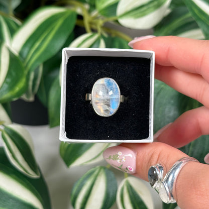 Size 6 oval moonstone ring