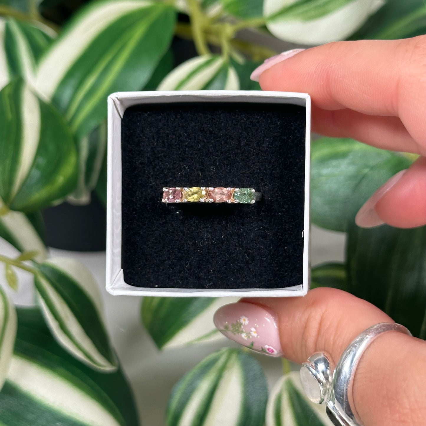 Size 10 rainbow tourmaline ring B