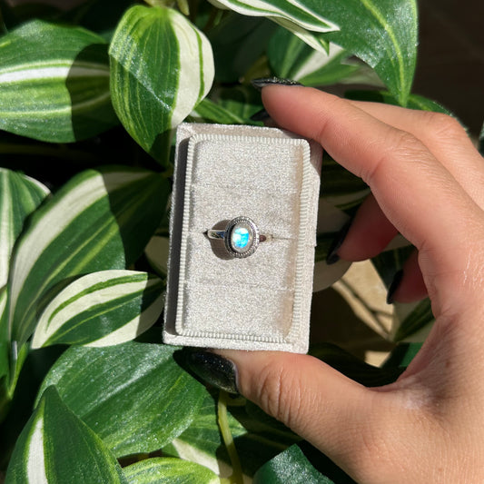 Size 5 rainbow moonstone ring